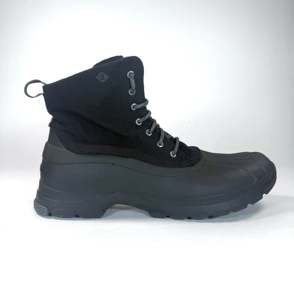 Sperry Avenue Duck Boots Synth Black Men's Rain Waterproof Lace Up Size 12 M